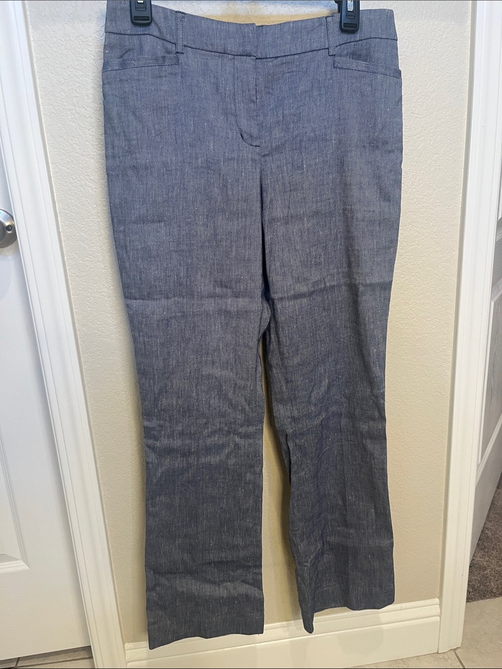 Express chambray linen blend Blue Columnist pants 8 short / Petite 29” inseam